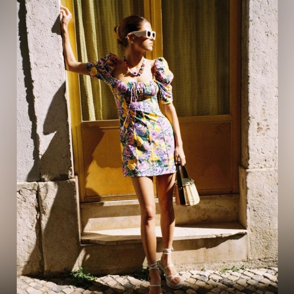 Zara Floral Puff Sleeve Dress